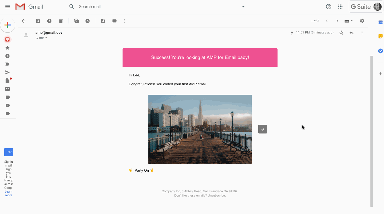 AMP email in Gmail