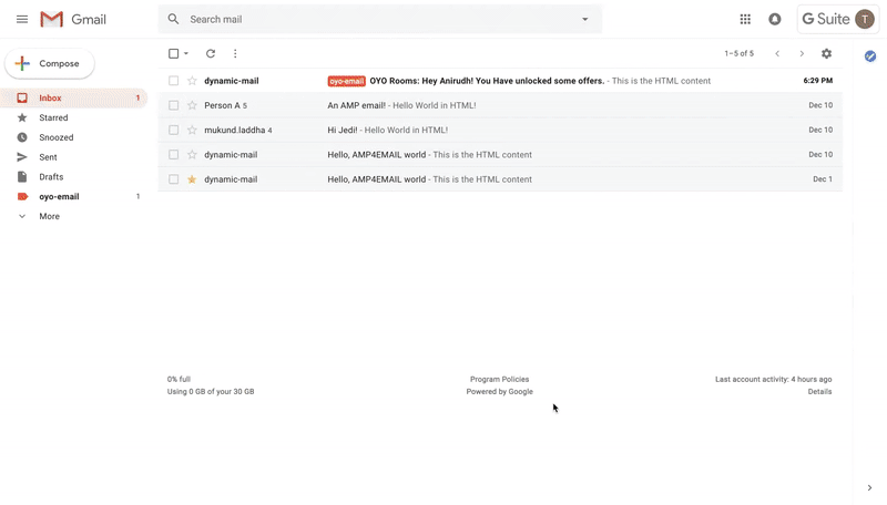 Oyo Rooms AMP for Email