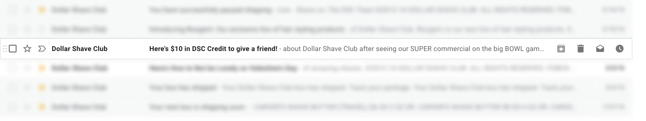 Dollar Shave Club email subject line