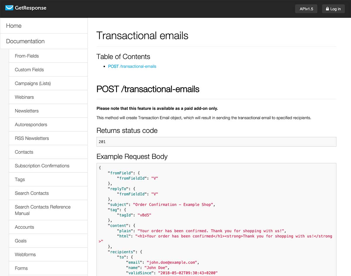 GetResponse API Documentation