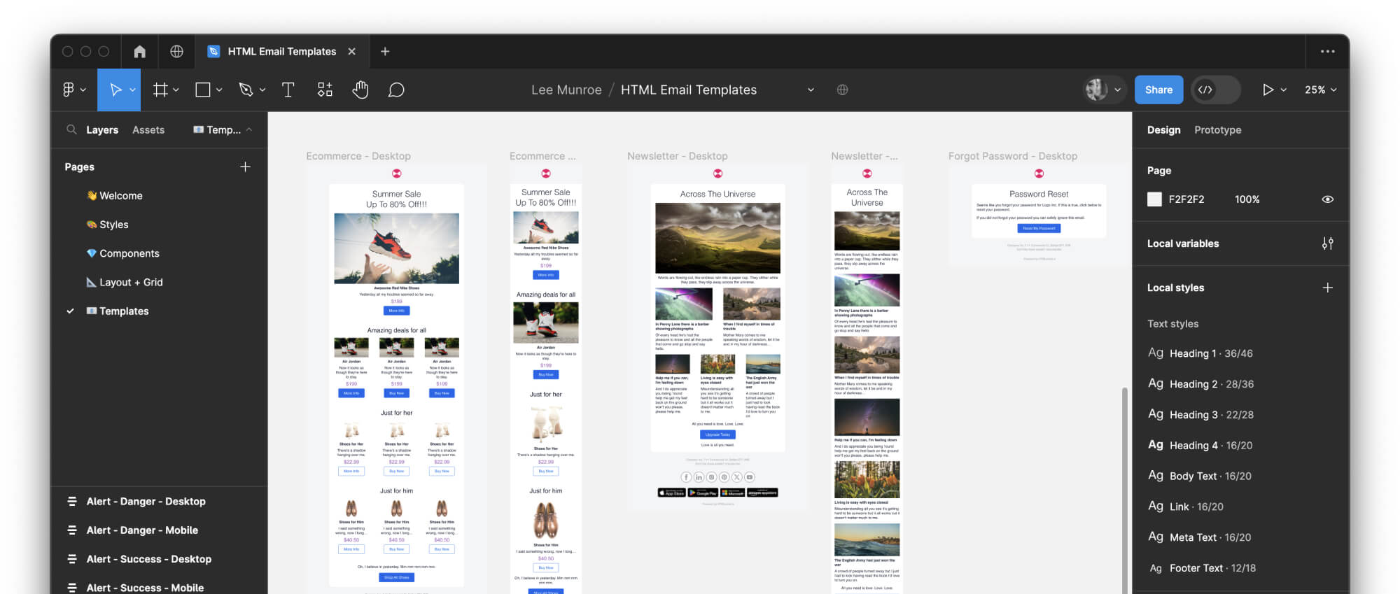 Figma email templates and design system