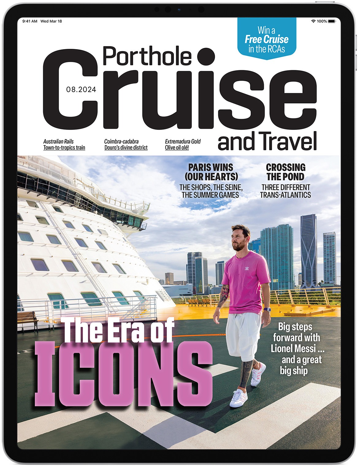 Porthole 252, the July/August 2024 issue with Lionel Messi on the cover.