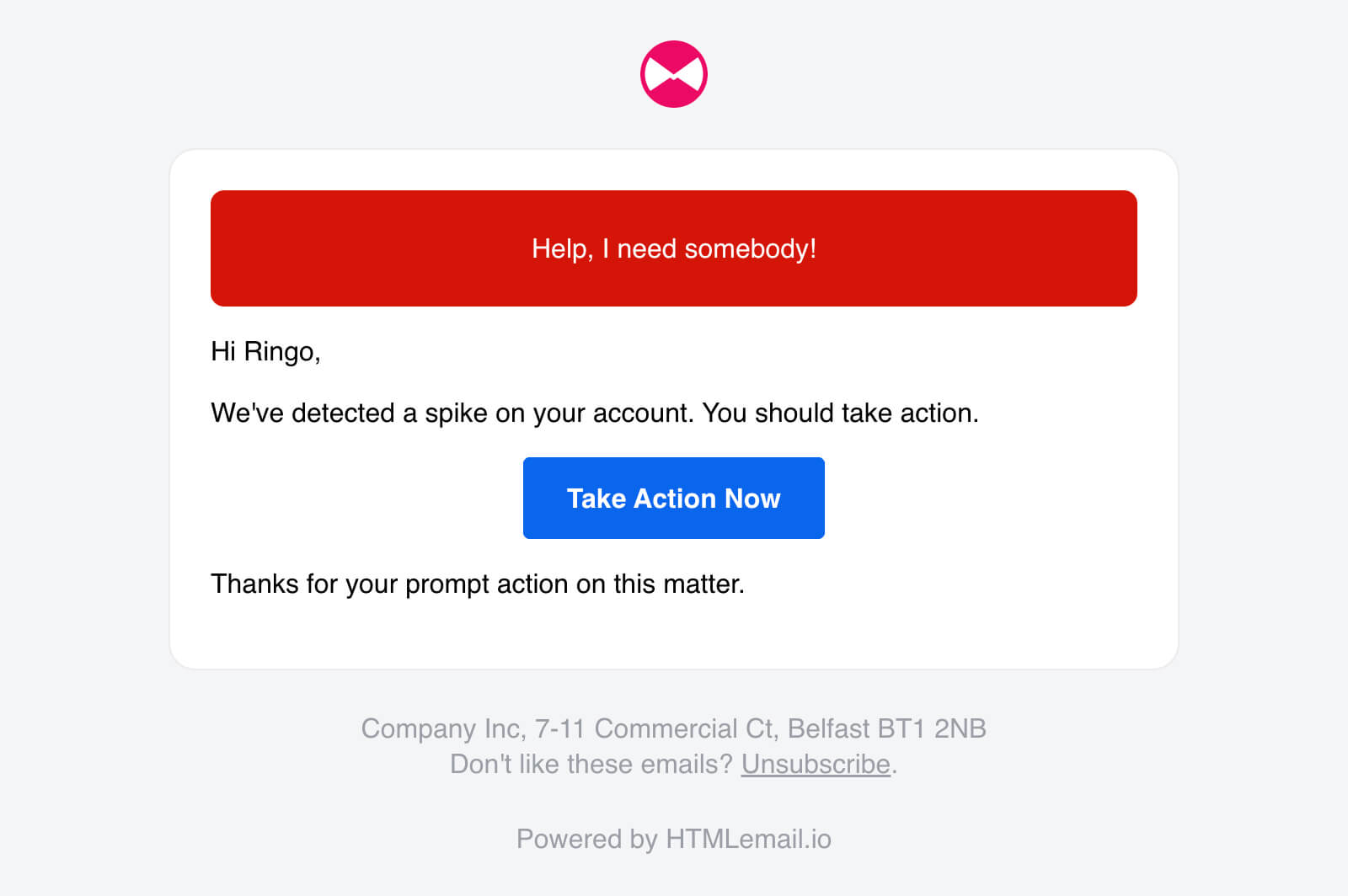 Responsive Danger Error Alert Email Template desktop preview