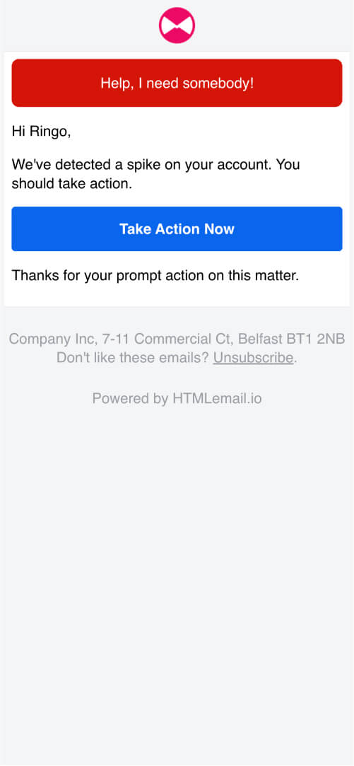 Responsive Danger Error Alert Email Template mobile preview