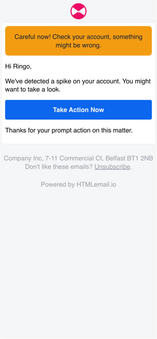 Responsive Warning Alert Email Template mobile preview