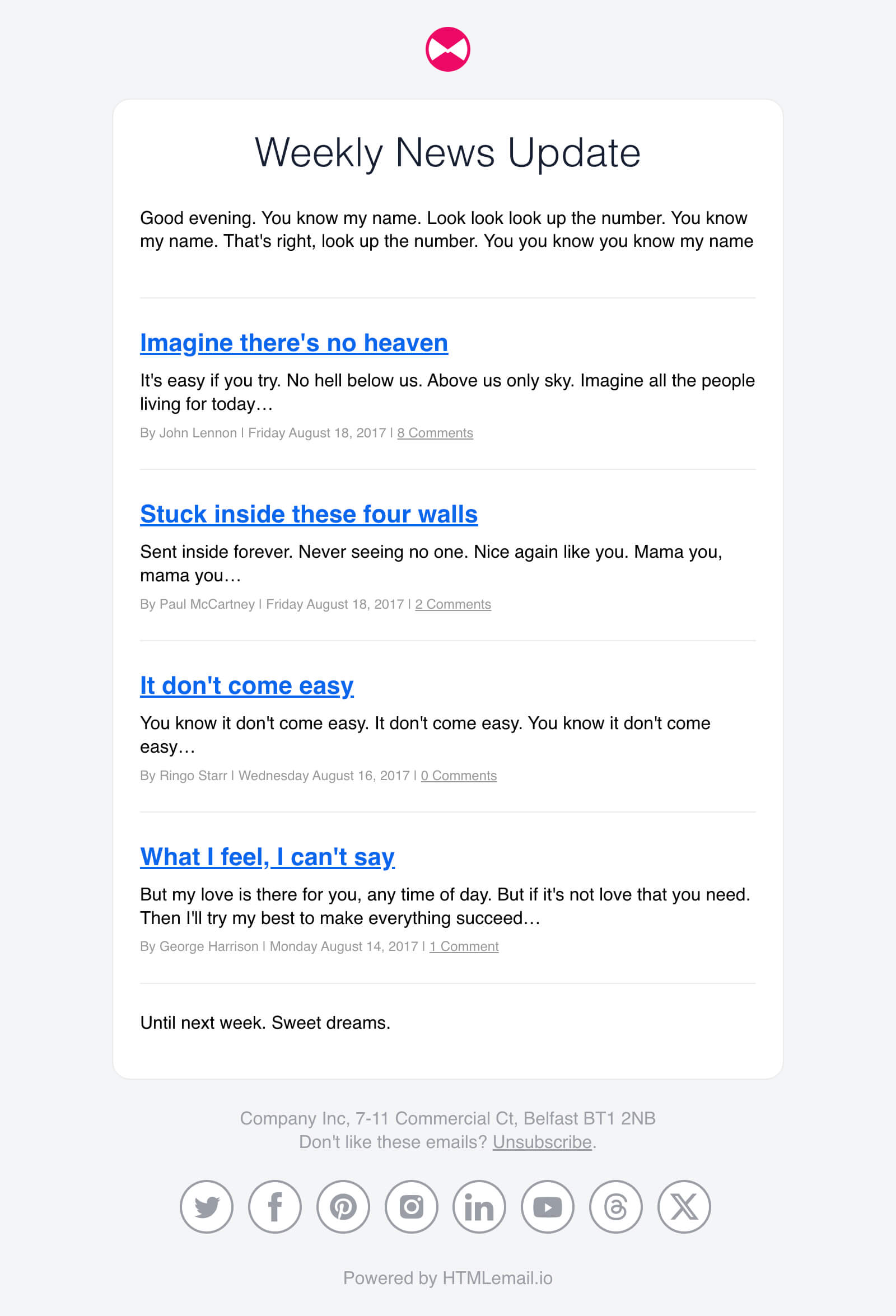 Responsive RSS to Email News Template desktop preview