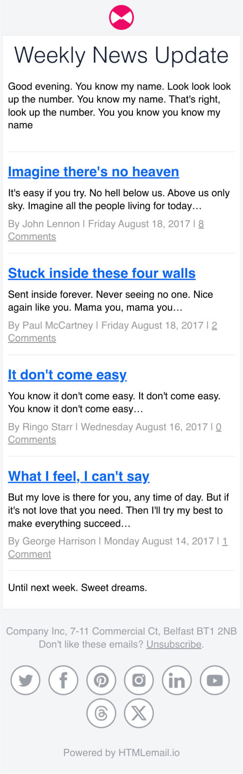 Responsive RSS to Email News Template mobile preview