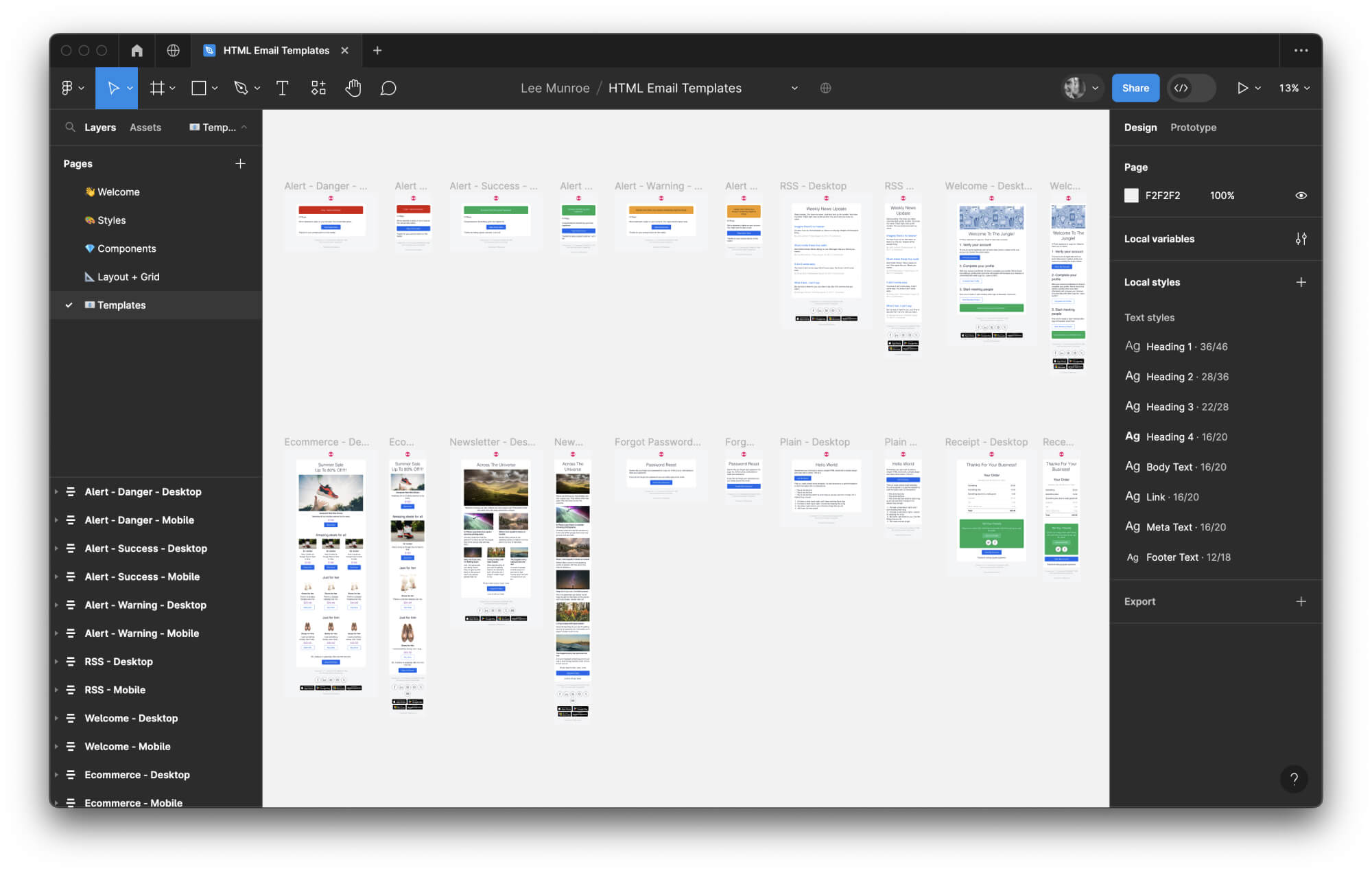 Email templates for Figma